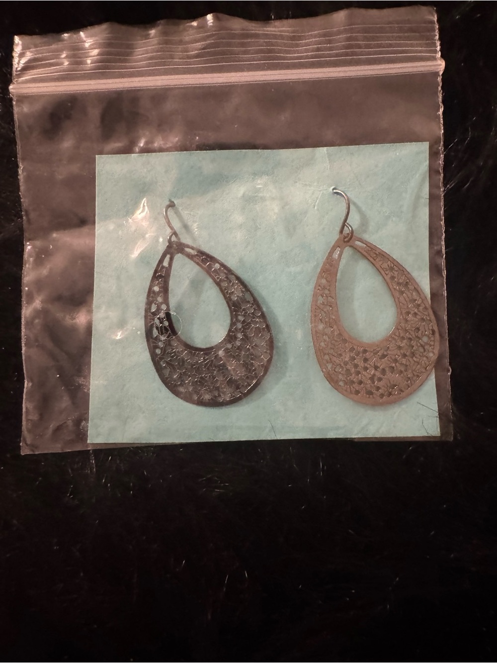 Delicate Filigree Teardrop Hoop Earrings - Silver